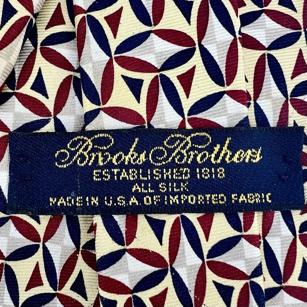 Brooks Brothers Men's Silk Woven Tie Beige Necktie **Read Description